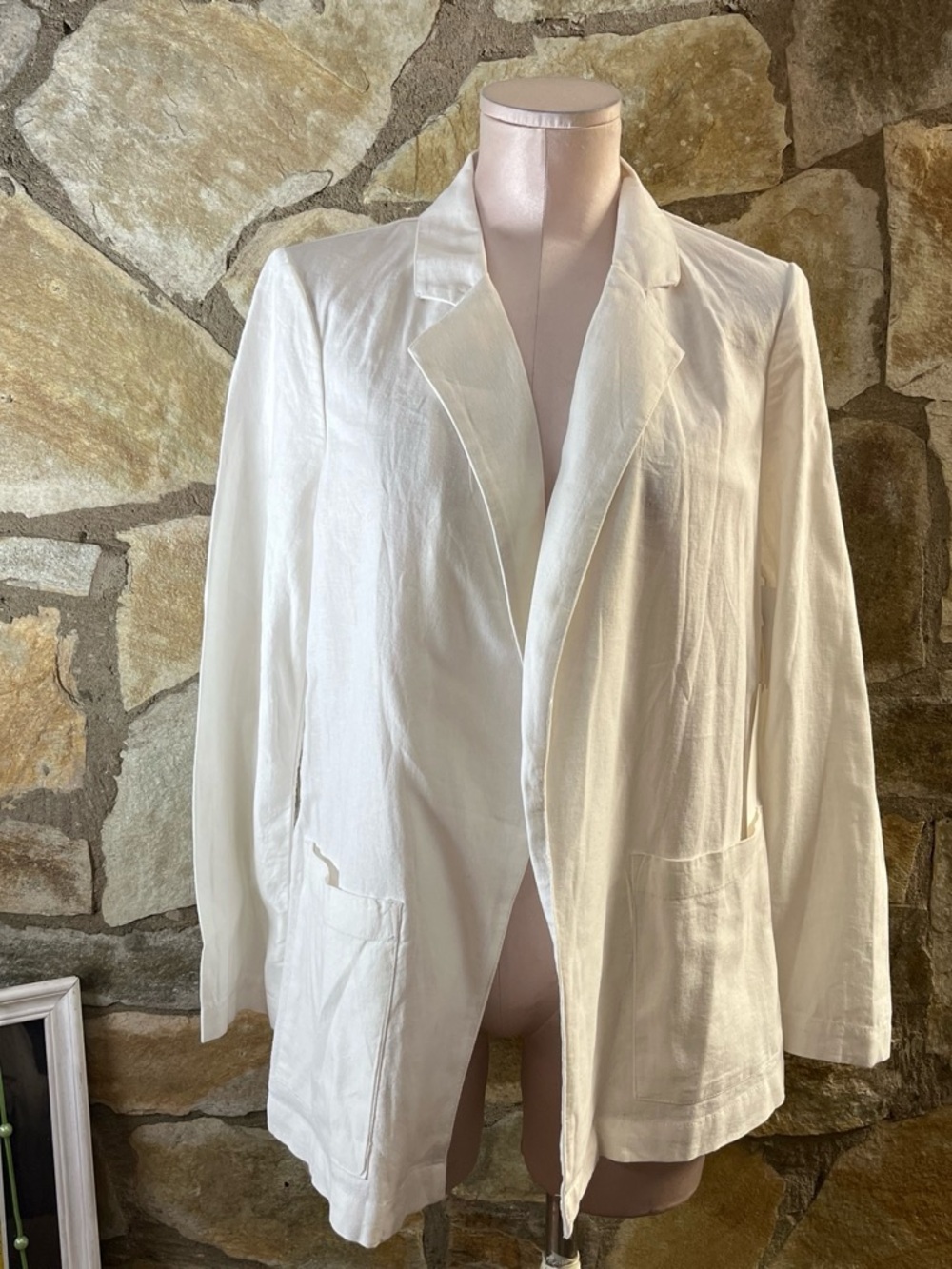 NWT Caslon White Linen Blend Blazer Jacket Size S